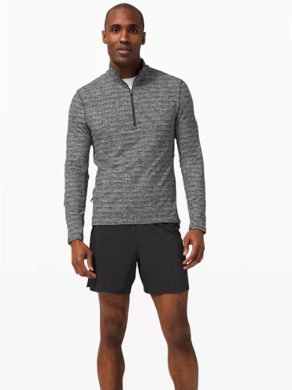 Lululemon Men’s Surge Warm 1/2 Zip Black Heathered Print Sz XL M3BJ8S